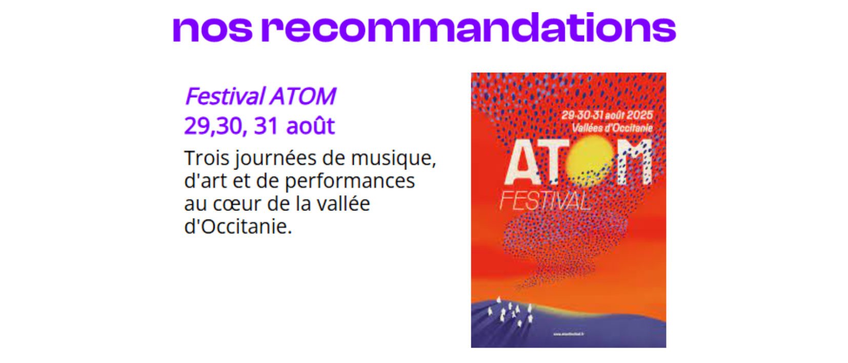 Titre de l'article et affiche du festival